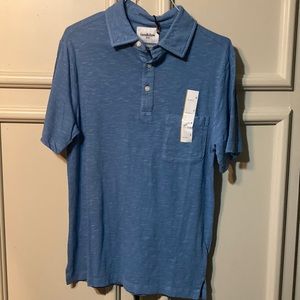 NWT Men’s short sleeved collared shirt vintage look cyber blue size small